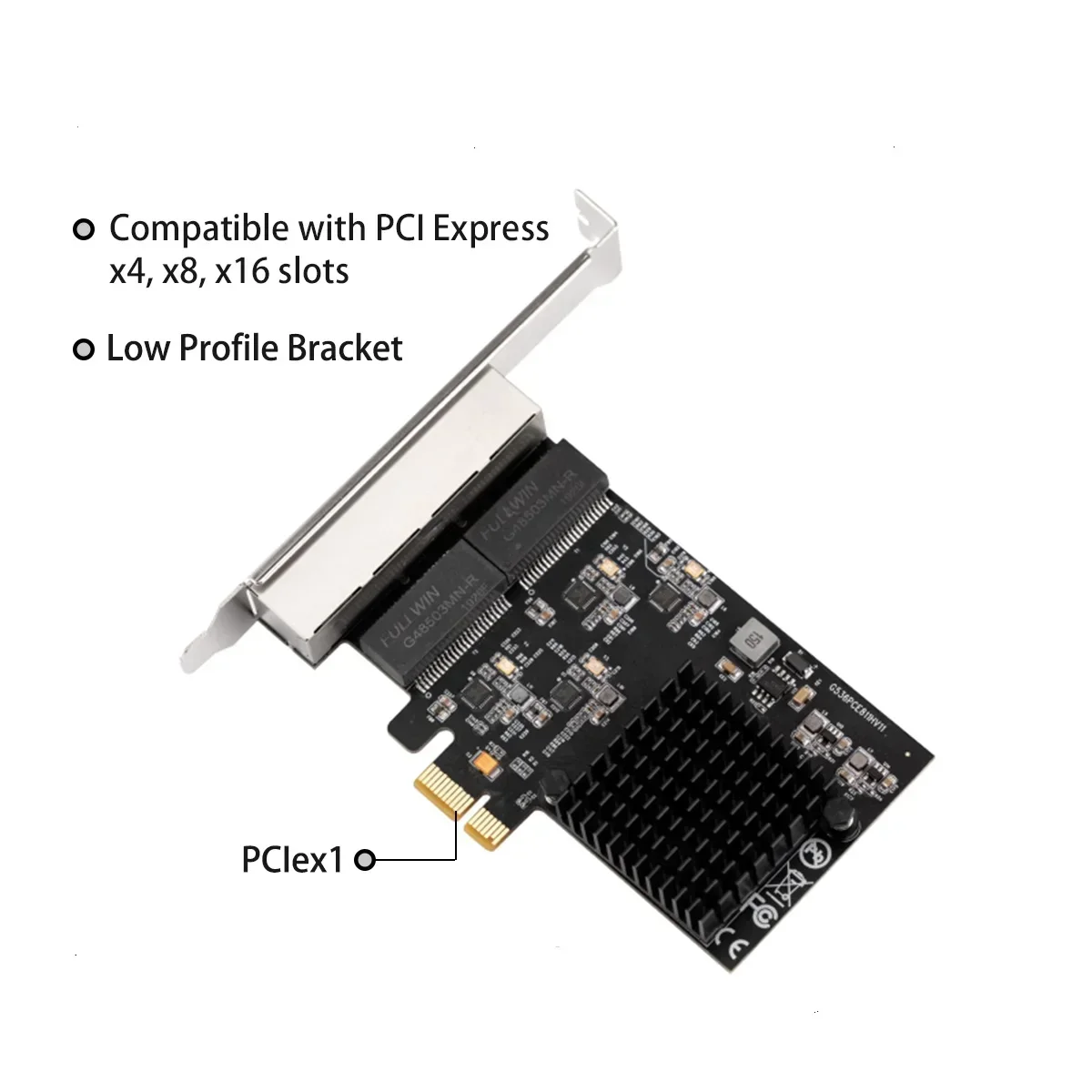IOCREST PCIe 4 Port Kartu Pengontrol Gigabit Ethernet 1x1000Mbps Chip NIC RTL8111H dengan Braket Profil Rendah untuk desktop