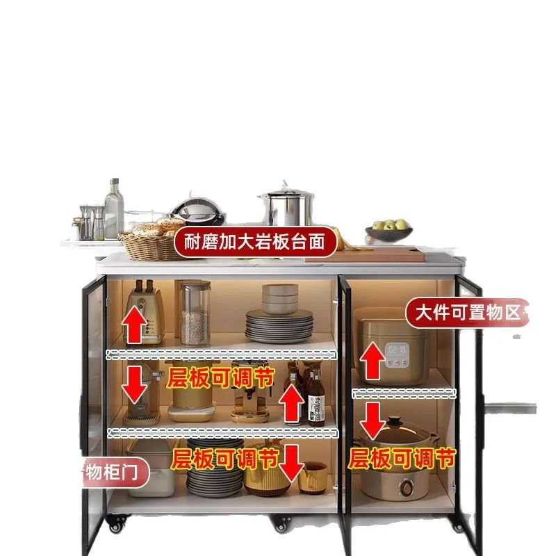 

Slate Kitchen Locker Multifunctional Vegetable Cutting Table Multi-layer Side Cabinet Locker Movable Island