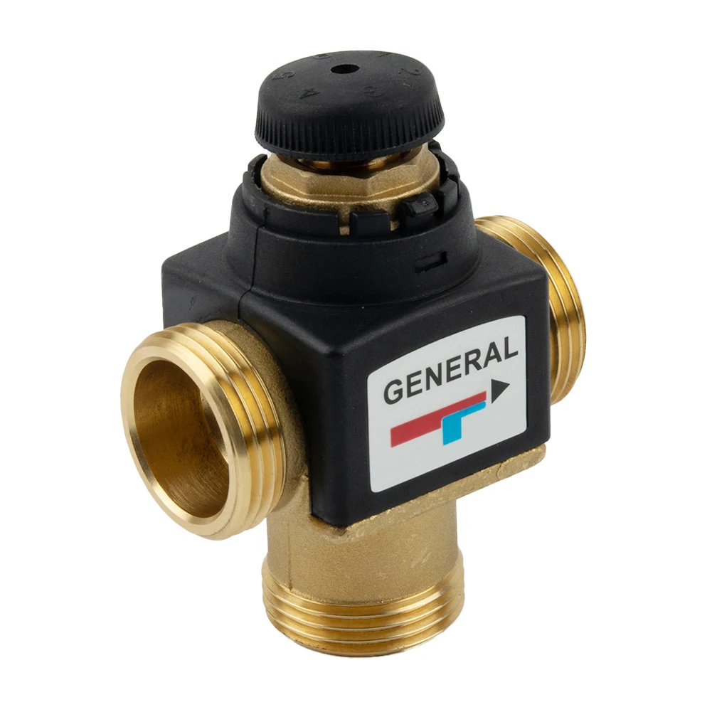 3 Way Thermostatic Mixer Valve with Built in Safety Device for Scald Protection Compatible with DN20 DN25 Connections