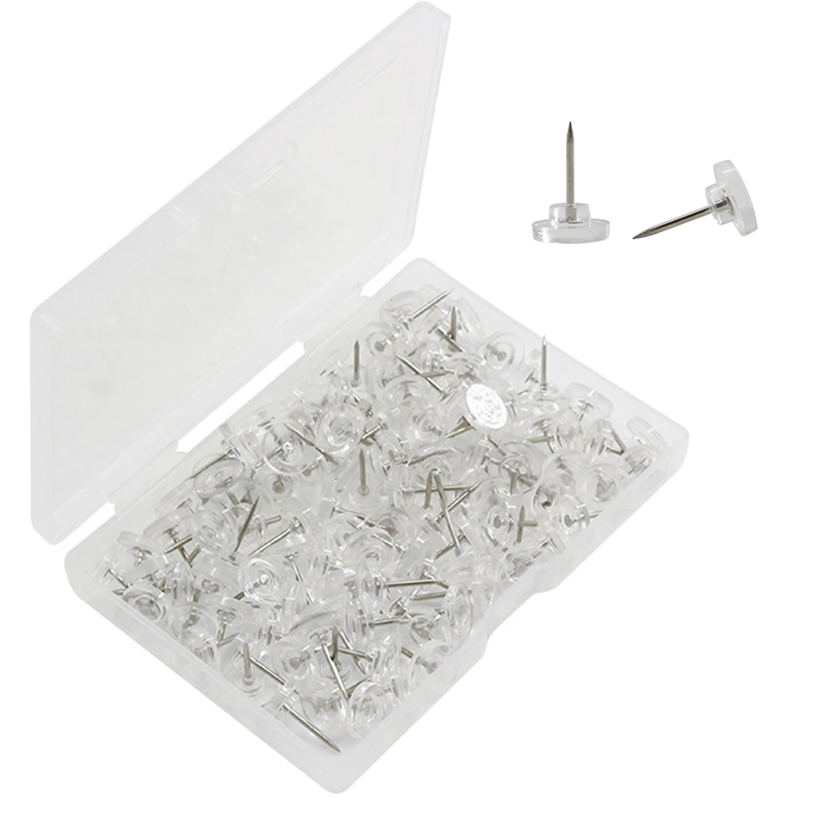 Caja de almacenamiento de suministros de encuadernación portátil para el hogar, oficina, escuela, reutilizable para pared, tachuela de pulgar, pasador de empuje, cabeza plana redonda Universal, 150 piezas