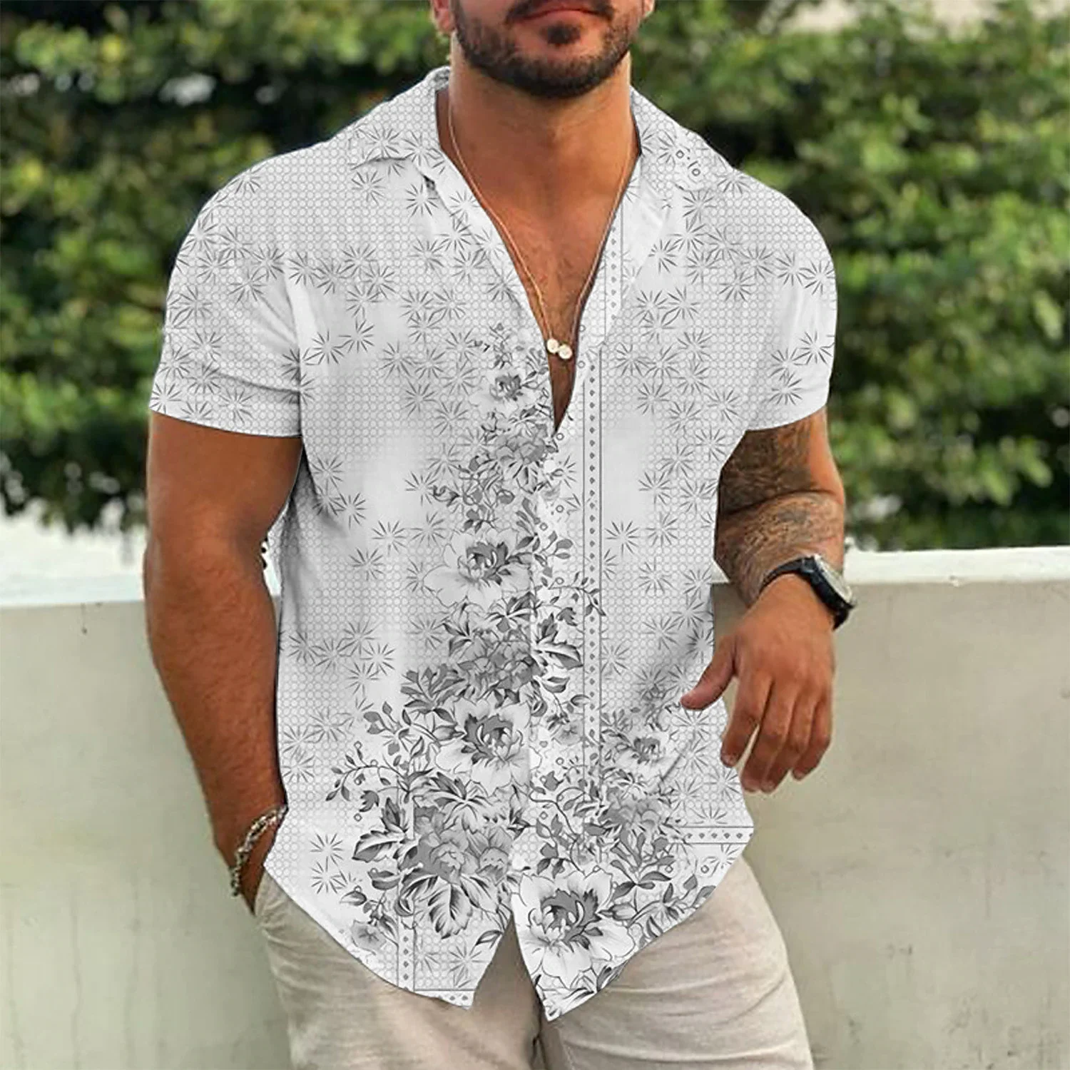 Casual Floral Beach Men\'s Shirt Summer Short Sleeve Hawaiian Shirts For Man Plus Size Quick Dry Tee Shirt Men Clothes Camis