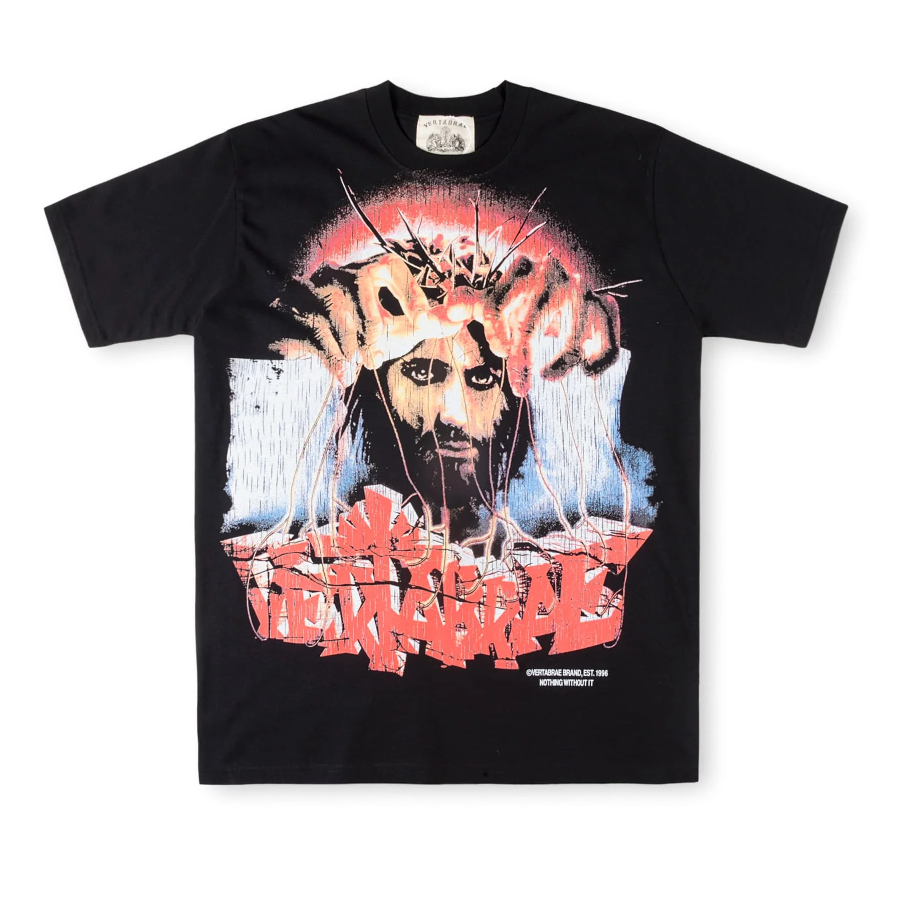 Vertabrae European and American  young thug Creative Print pure cotton Short T-shirt for both men and women