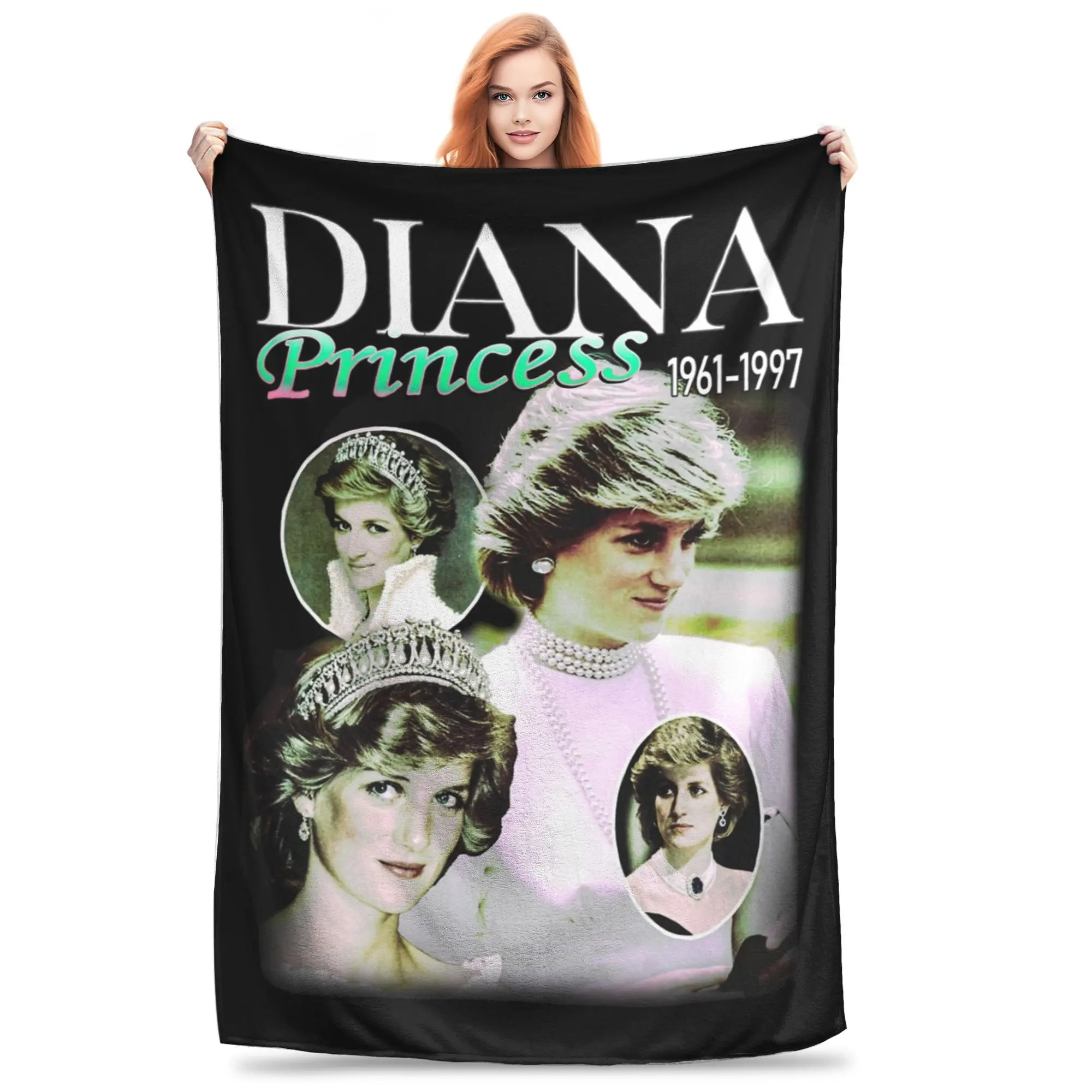 Diana Princess Bootleg Blanket Fleece Textile Decor  Breathable Warm Throw Blanket for Bedding Bedroom Rug Piece