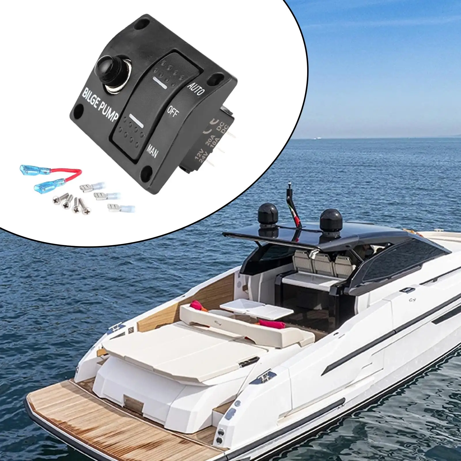 Boat Bilge Pump Switch Panel Practical 12V 24V DC Spare Parts with Indicator for Marine Yacht RV