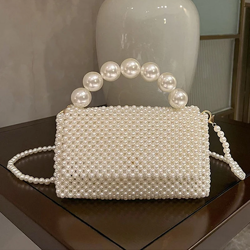 

Evening Pearl Clutch Party Bags For Women Luxury Designer Handbags And Purses 2023 New In ABS Beaded Weave Shoulder Crossbody