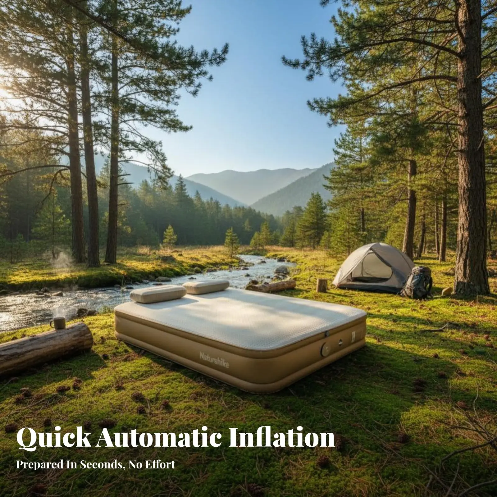 

Inflatable Air Mattress, Automatic Sleeping Pad, Thick Outdoor Camping Mat, Foldable, Double, Comfortable Rest