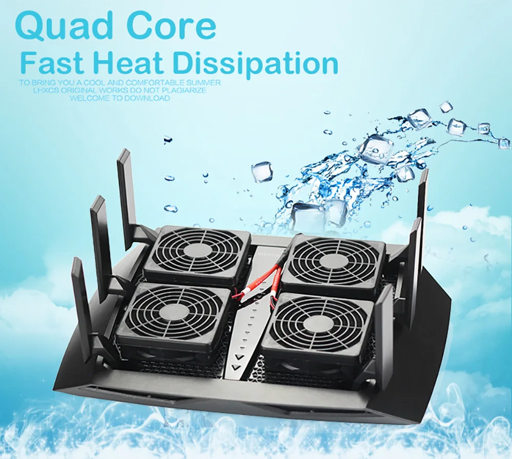 Cooler Fan Heat Radiator USB Power Ultra Silent Dissipate Temperature Control RT-AC5300 R7900 R8000 AC5300 Router Cooling 4 Fans