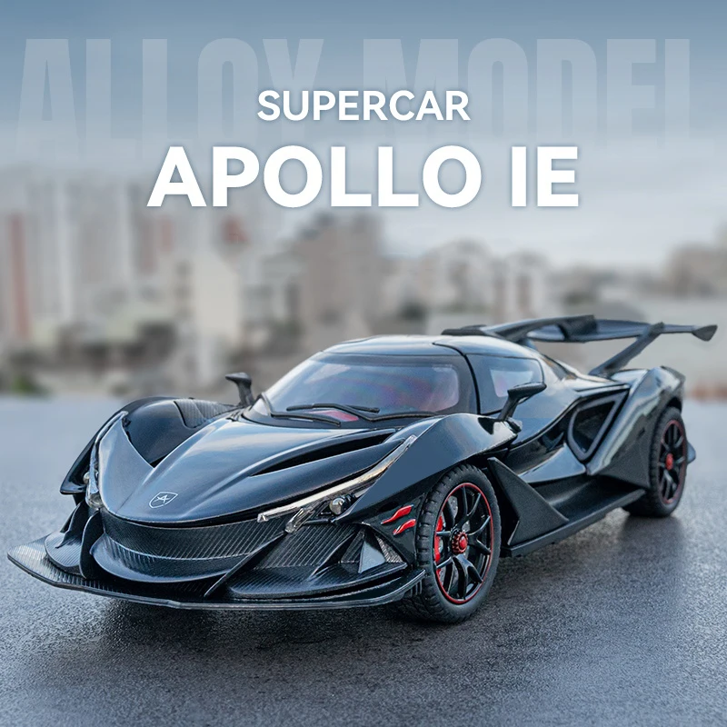 1/24 Scale Apollo IE Supercar Alloy Limousine Diecast Car Model Toy Sound Light Pull Back Kid Birthday Gift Collect Home Decorat