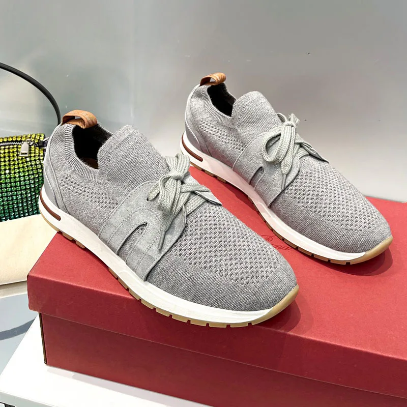 

Summer New Wool Sneakers Lace-up Flying Woven Breathable Casual Thick-soled Couples Same Style Shoes