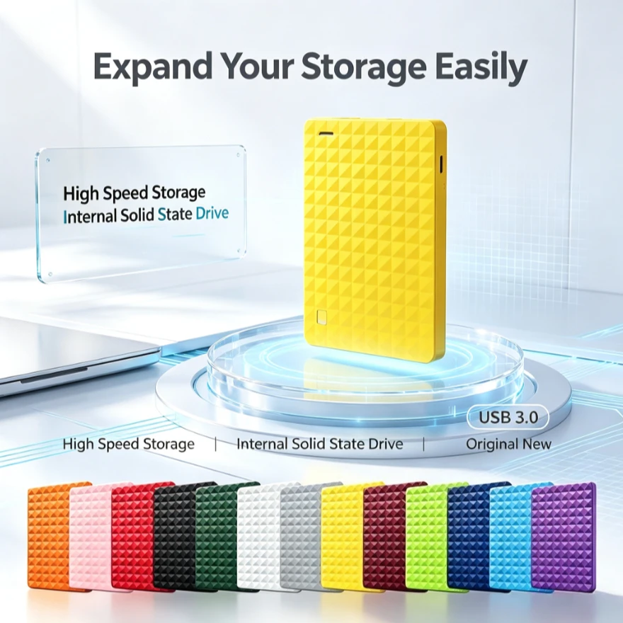 Original ArmyGreen/Pink/Yellow Portable External Hard Drive Ultra HighSpeed Large Capacity Disk for Laptop Desktop Backup