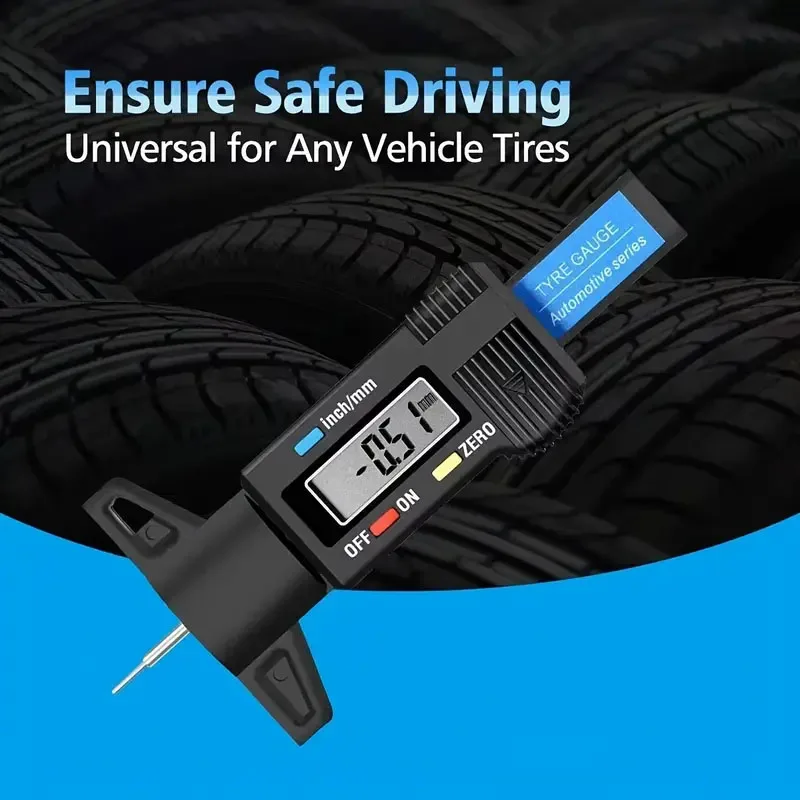 Automobile tire 0-25mm measuring tool caliper Service tool Digital depth meter caliper tread depth meter LCD tire tread gauge
