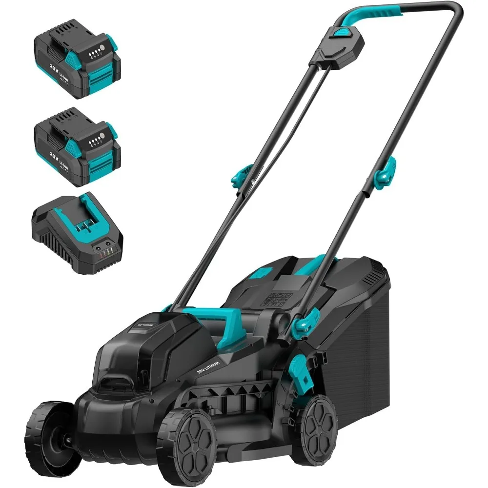 

Electric Lawn Mower with Brushless Motor, 20V 13.1 inch Cordless Lawn Mower with 5-Position Cutting Height Adjustment, 2x4.0Ah B