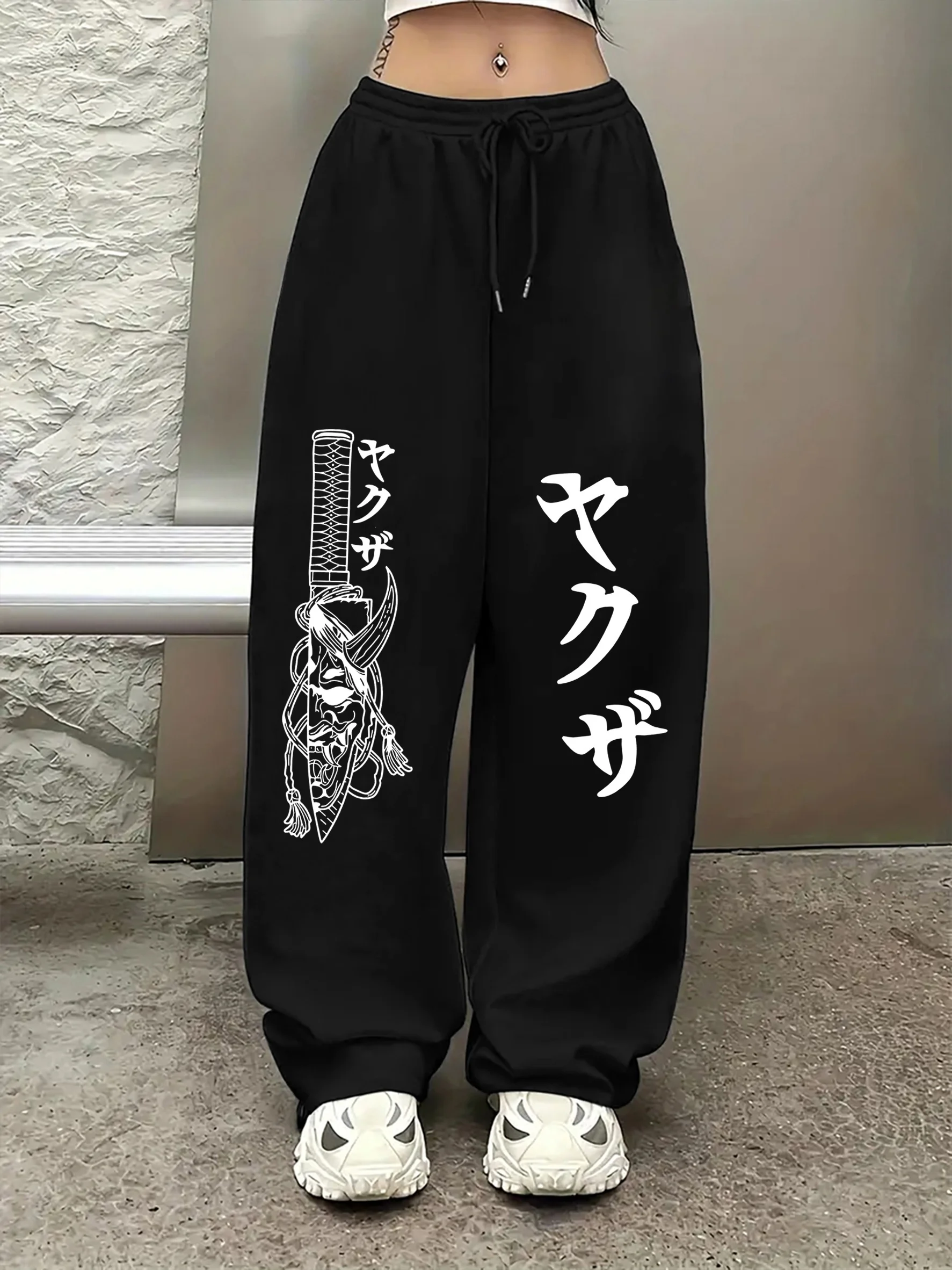 

Leisure Sport Pants - Japanese Subculture and Trend Element Pattern-print Wide-leg Straight-leg Pants