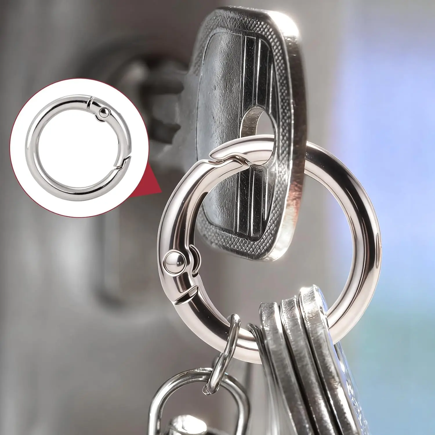 10pcs Small Spring O Ring, Metal Key Ring Hook Clip for Men's Keychain Purse Backpack Clasps
