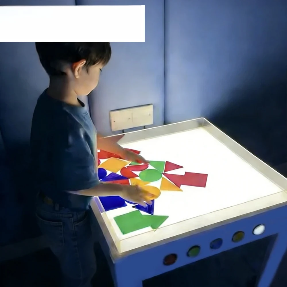 Interactive LED Sensory Learning Table 2-in-1 LED Light Table With Button Control For Kids Sensory Room