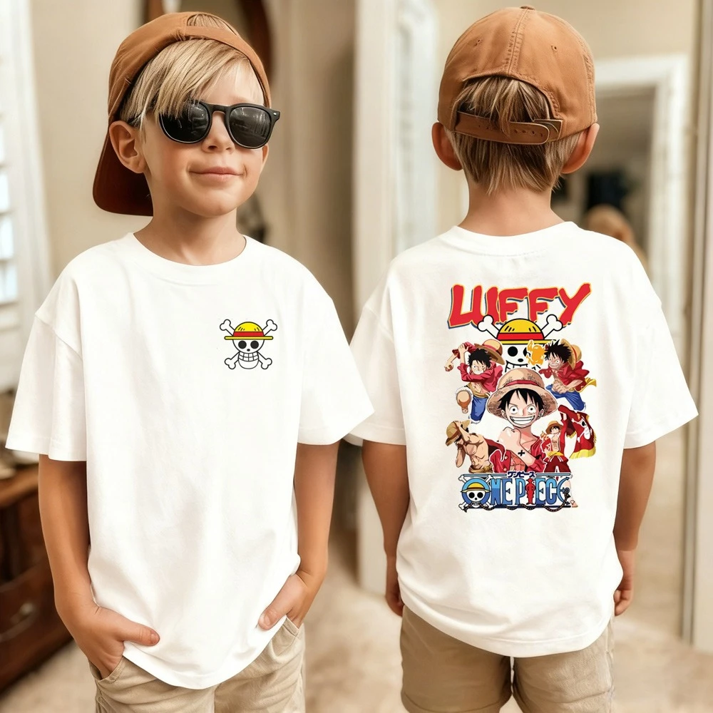One Piece Japanisches Anime Bedrucktes Herren-T-Shirt Roronoa Zoro Kinder-Harajuku Kurzarm Luffy Baumwoll-T-Shirt Kleidung