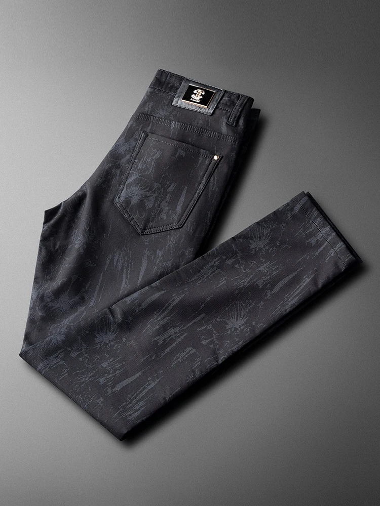 

Мужские повседневные брюки Slim Fit с эластичным поясом, осенние, модные, длинные, из смесовой ткани: хлопок, полиэстер, модал, спандекс