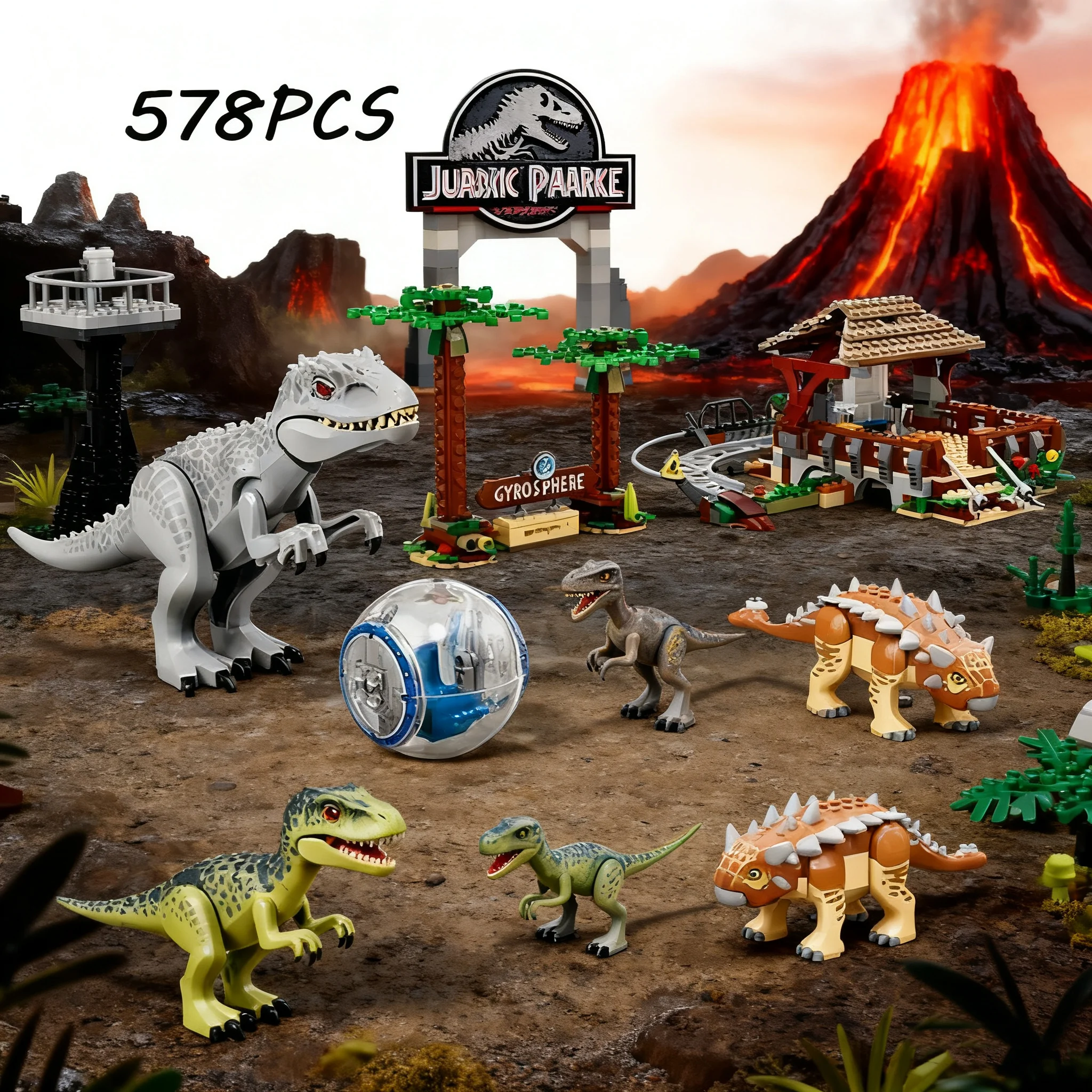 

Building 75941 Blocks Jurassic Series Tyrannical Tyrannosaurus Rex vs Ankylosaurus Children's Male Assembled Dinosaur Toy Model