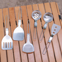 Folding Spatula Spoon Shovel Food Turner Fold Spoon Stainless Steel Outdoor Camping BBQ Cooking Tableware Picnic Supplies