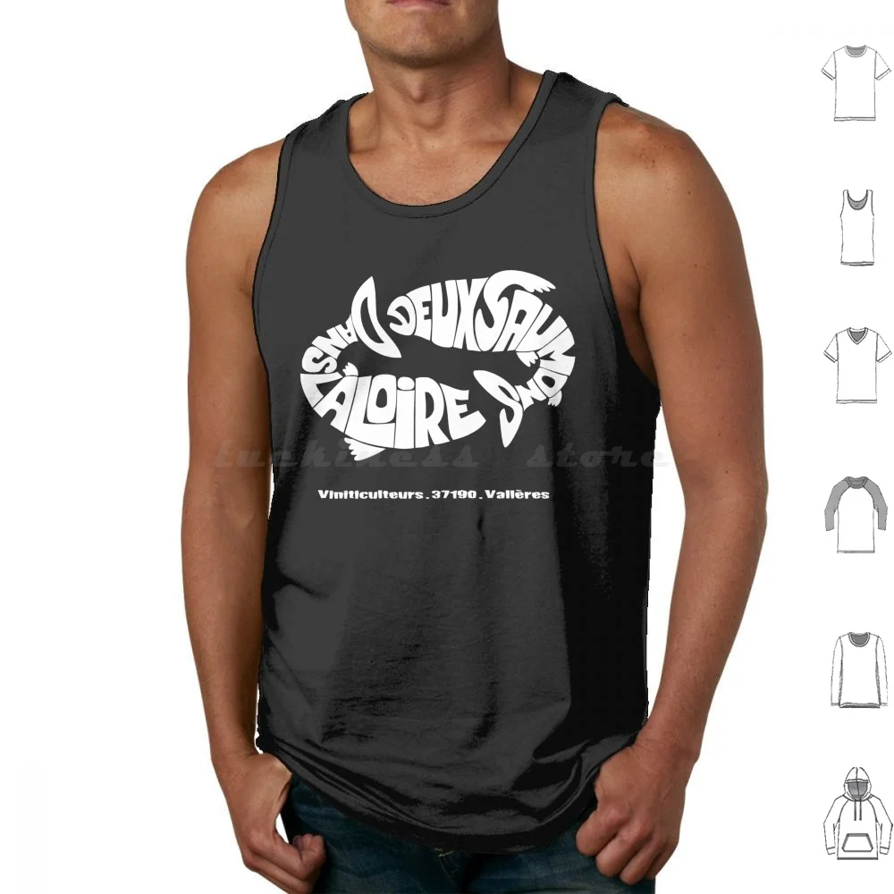 Two Salmon In The Loire Blanc Tank Tops Print Cotton Organic Wine Valleys