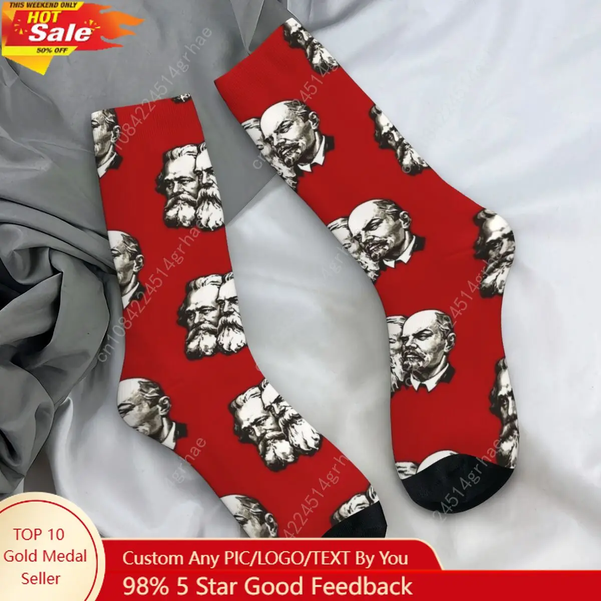 Red Karl Marx Socks Autumn Marx Engels and Lenin Stockings Korean Unisex Men High Quality Socks Running Sports Non-Slip Socks