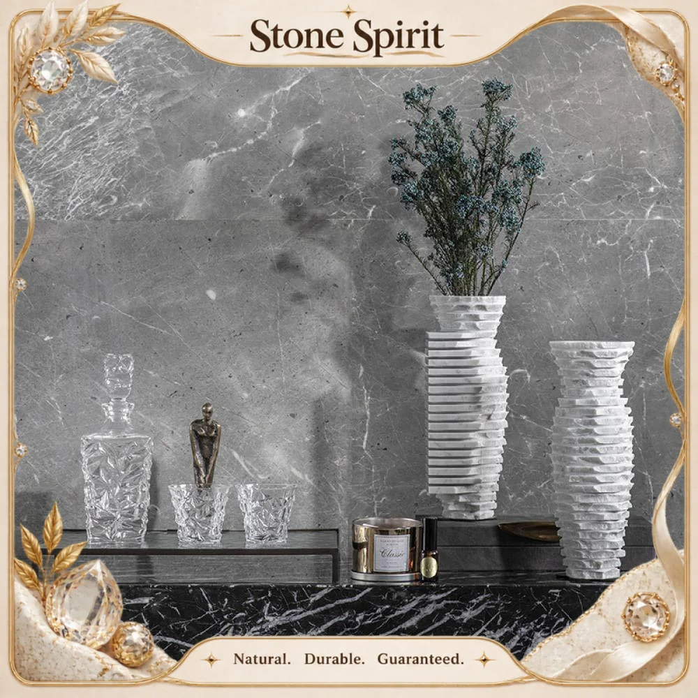 【Natural】Modern Scandinavian Volakos White Natural Marble Vase Luxury Decorative Flower Vase Home Decoration