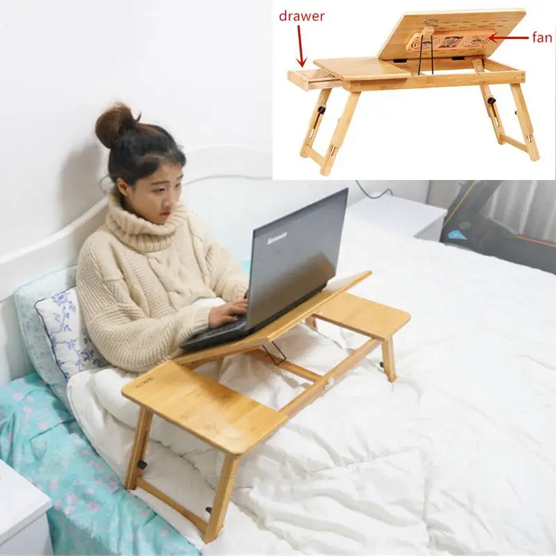 냉각 선풍기 노트북 책상, 휴대용 조절 가능한 접이식 컴퓨터 책상, 노트북 거치대, TV 침대, PC 노트북 책상 테이블 스탠드, 마우스 패드