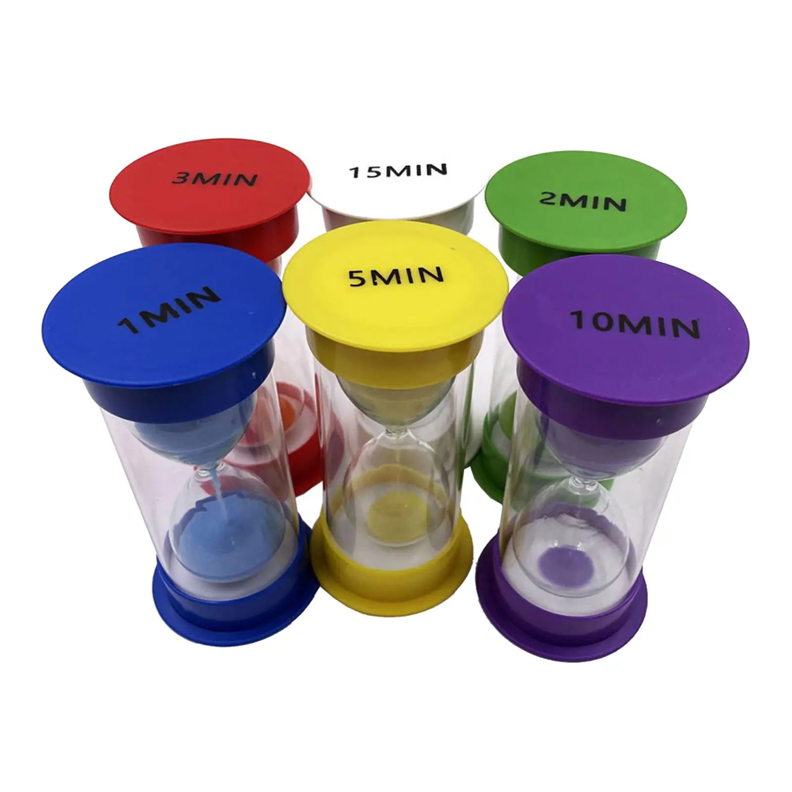 

6Pcs Small Hourglass Timer 1Min/2Mins/3Mins//10Mins/15Mins Lightweight Decorative Sandglass for Restaurant Study Cooking