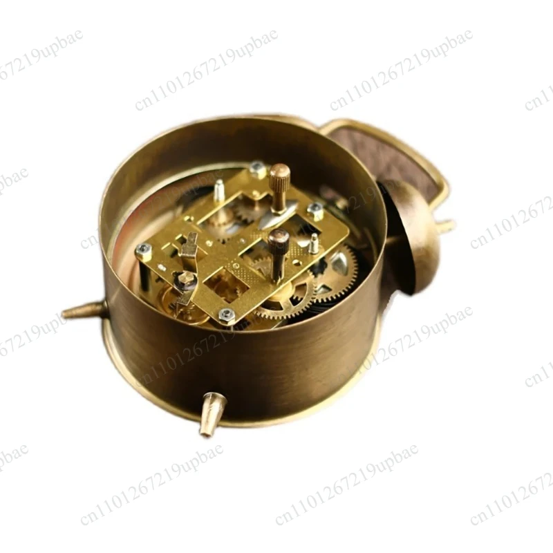 Solid Brass Vintage Style Mechanical Key-Wind Alarm Clock, Classic Hand-Wound Desk Clock for Home Decor