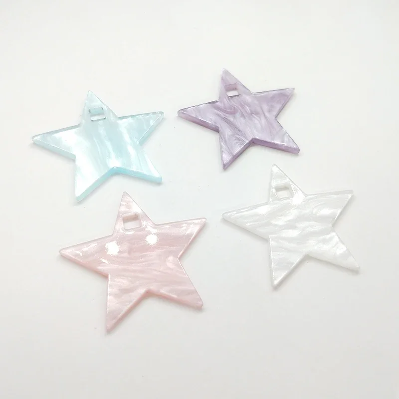 New 4 Pieces 34mm High Quality Acetic Acid Resin Stars Smooth Charms Pendant for DIY Necklace Earring Jewelry Accessories