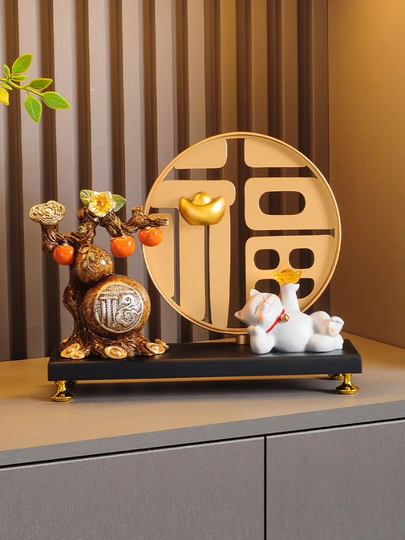 style Fulu double gourd ingots, ornaments, high-end living room, entrance wine cabinet decorations, housewarming gifts