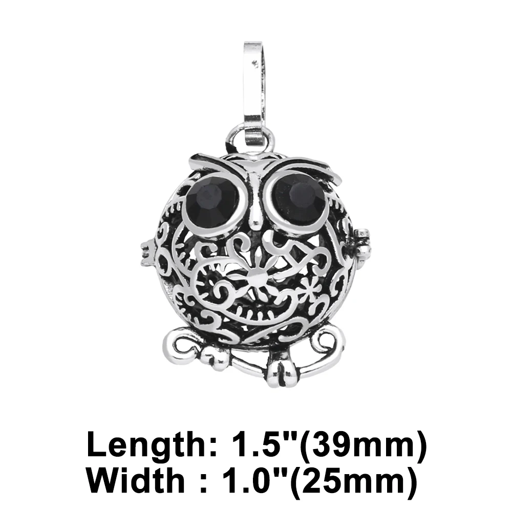 OCESRIO Retro Cute Owl Harmony Ball Pendant for Necklace Copper Gold Plated Wishing Ball Jewelry Making Supplies pdtb134