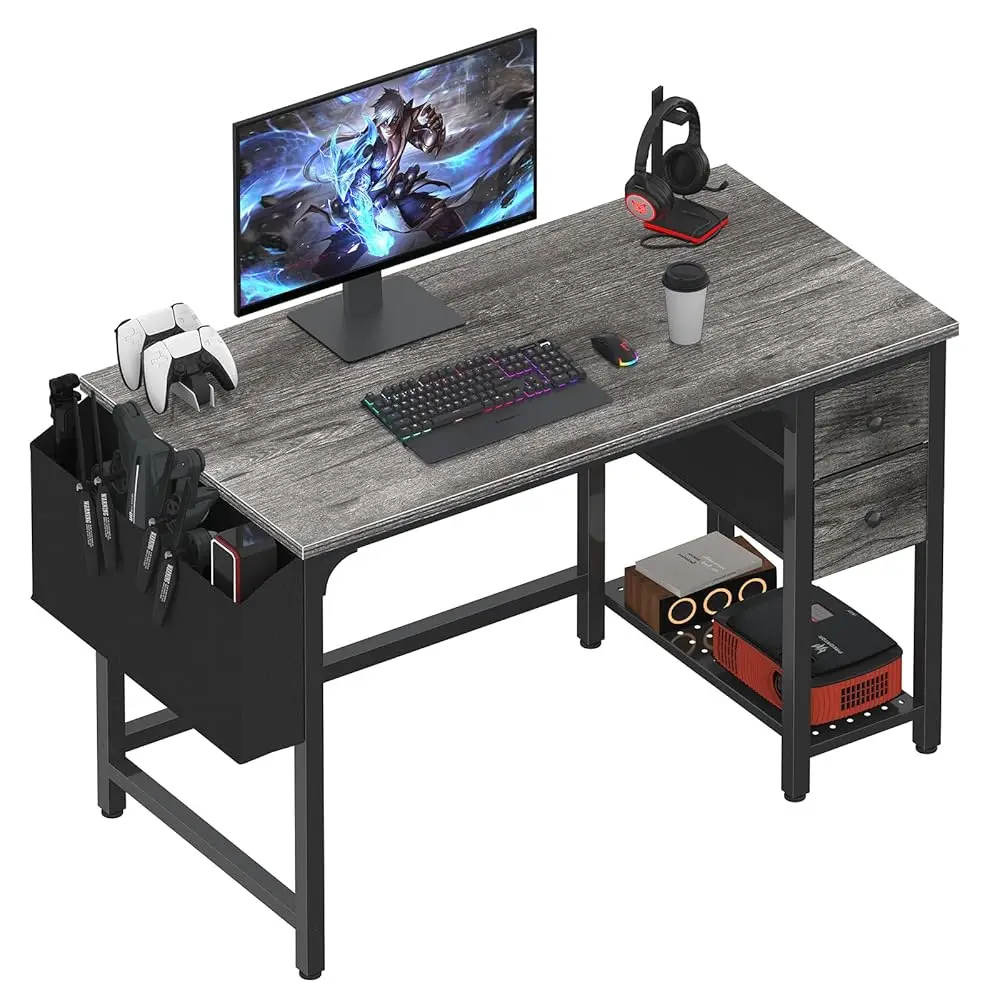 

Computer Desk With Fabric Drawers, 40 H Gaming Desk For Small Space Home Office, Modern Simple Study Writing Table Pc Desks For