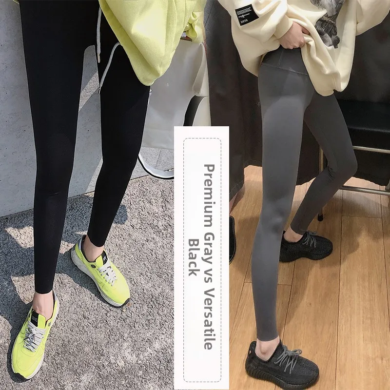 กางเกงโยคะเอวสูงบุซับในผิวสัมผัสนุ่มสำหรับผู้หญิง รุ่นใหม่ประจำฤดูใบไม้ร่วงและฤดูหนาว ทรงสลิม ยกกระชับสะโพก