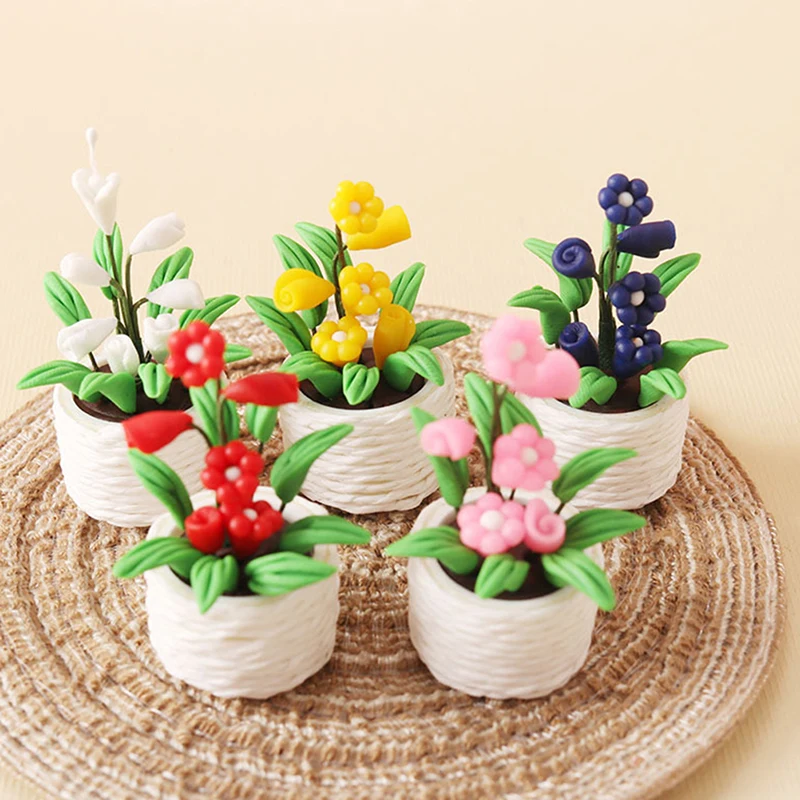 1:12 casa delle bambole in miniatura pianta in vaso vaso di fiori modello Bonsai per casa delle bambole Home Garden Decor bambini finta gioca giocattoli regalo