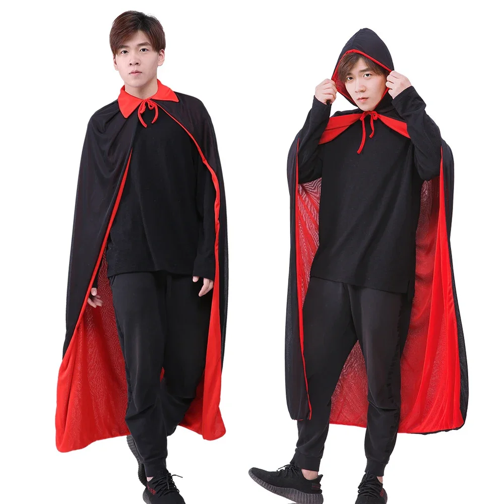 Halloween Cloak Cape Hooded Costume Witch Wicca Vampire Double Layer Cloak Adult Kids Cloak Halloween Cosplay Costume