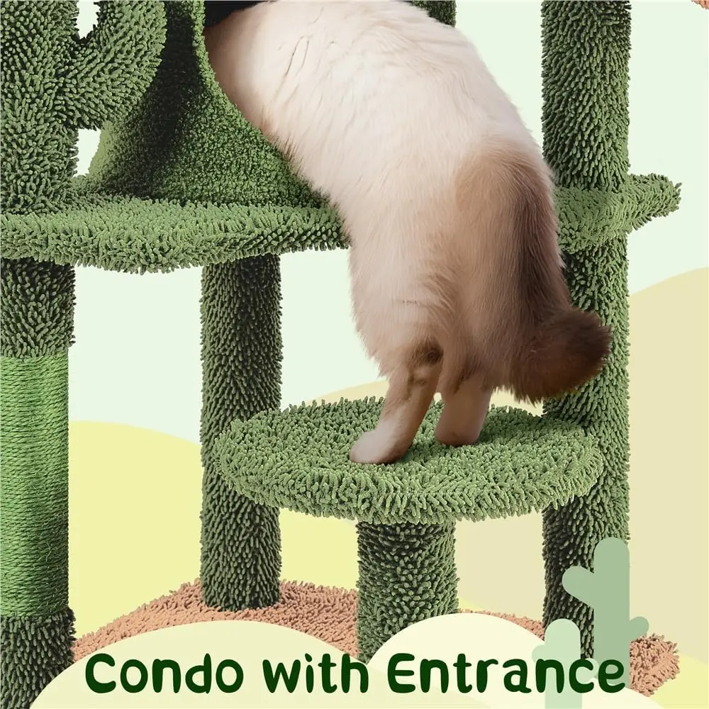 Imagem -05 - Multi-level Cactus Cat Tree Tower Condomínio Cat Indoor com Scratching Post Pendurado Atividade Bola 53in h