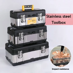 Household Portable Stainless Steel Tool Box Storage Box Industrial Grade Empty Large Toolbox Suitcase Metal Tool Organizer Box