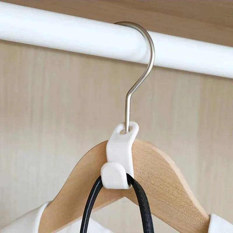 10/60Pcs Clothes Hanger Hooks Space Saving Closet Connector Hook Cascading Hanger Plastic Extender Clips Wardrobe Coat Organizer