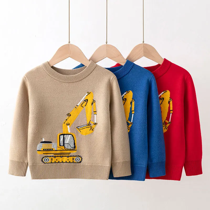 

New autumn and winter European and American cartoon children's pullovers and long-sleeved knitted sweaters for boys and babies