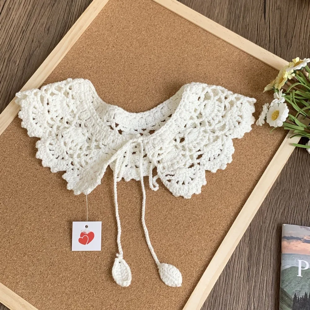 Sweet Hollow Out Crochet Shawl Detachable Round Neck Knitted Scarves Scarf Accessories Clothes Decoration