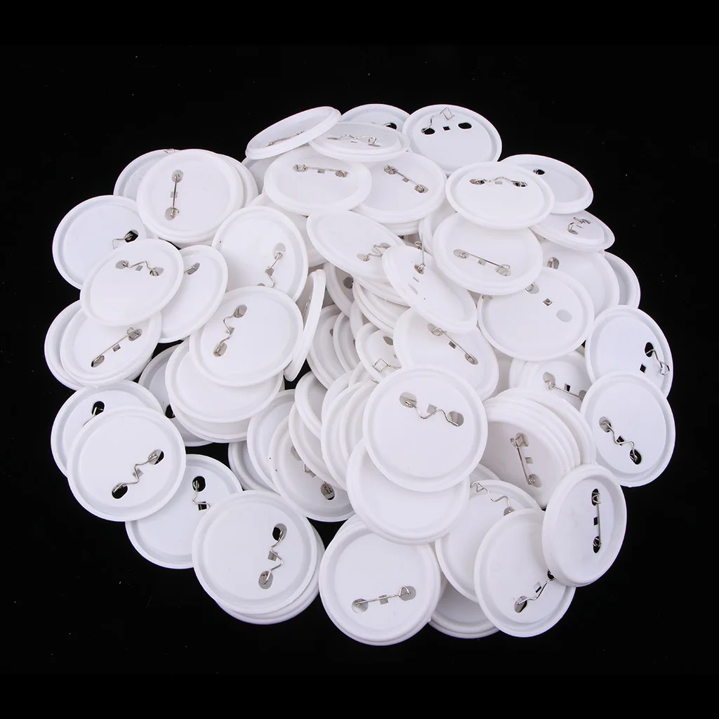 100 set di bottoni rotondi da 58mm forniture per artigianato spilla per Badge per parti di bottoni in metallo acrilico