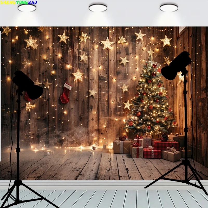 

Wooden Floor Window Background Christmas Day Fireplace Living Room Decoration Family Party New Year Photography Backdrops AC-05