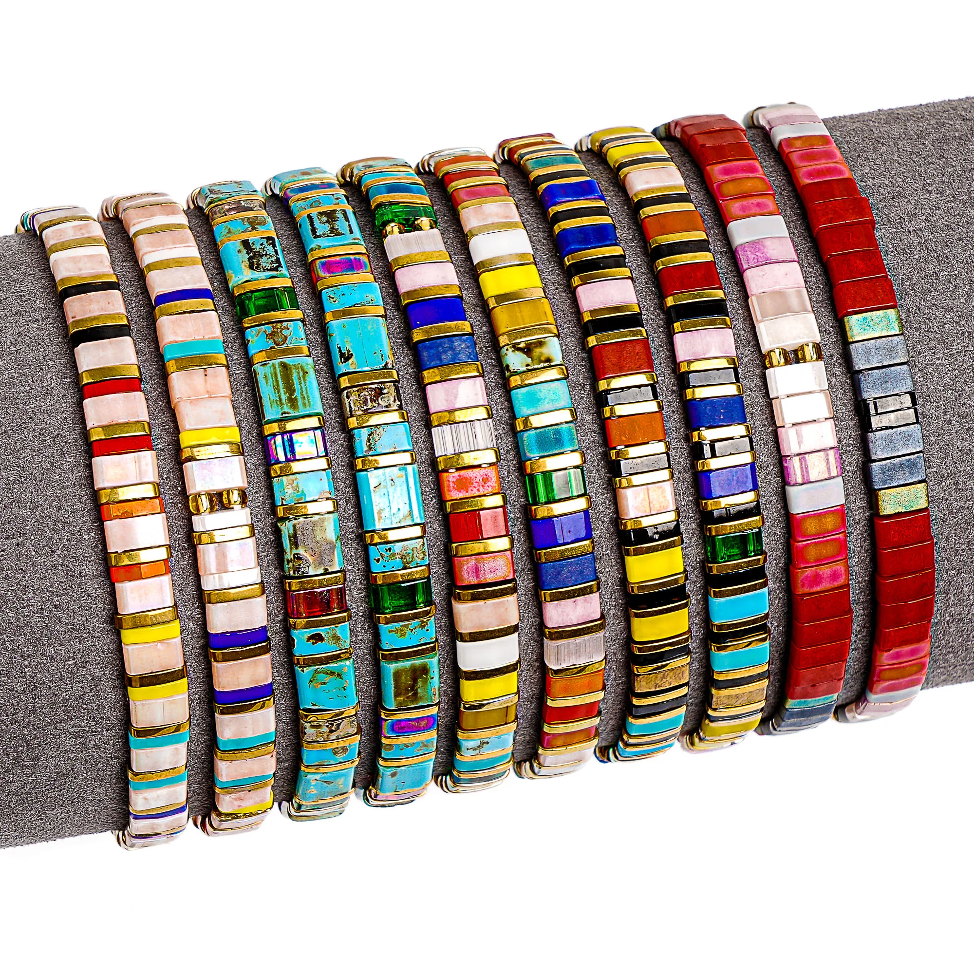 RAINBOW TILA BRACELET STACKABLE BOHO GLASS BEAD BRACELETS SUMMER JEWELRY BEACH BRACELET COLORFUL FRIENDSHIP BRACELET DIY GIFTS