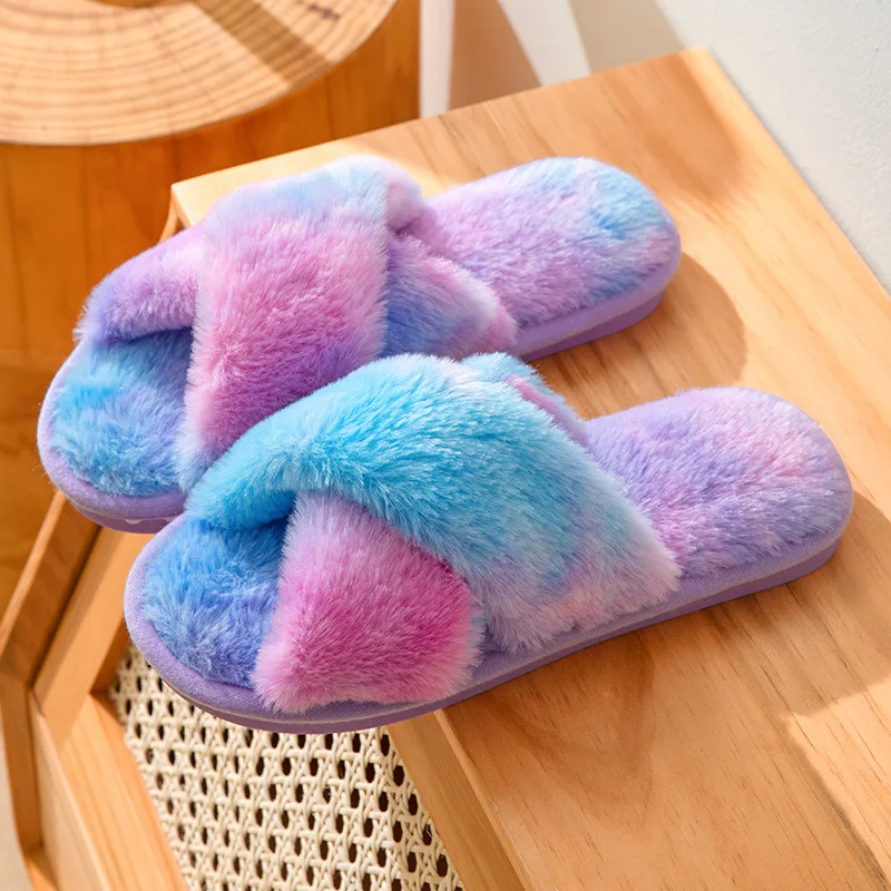 Slippers Mode Winter Vrouwen Indoor Slippers Warm Schapenbont Thuis Slippers Dame Casual Huis Schoenen