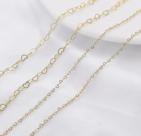 1 meter 14K Gold Wrapped Fine Chain Flattening Extension O-shaped  Ending  DIY Necklace Bracelet Material Accessories