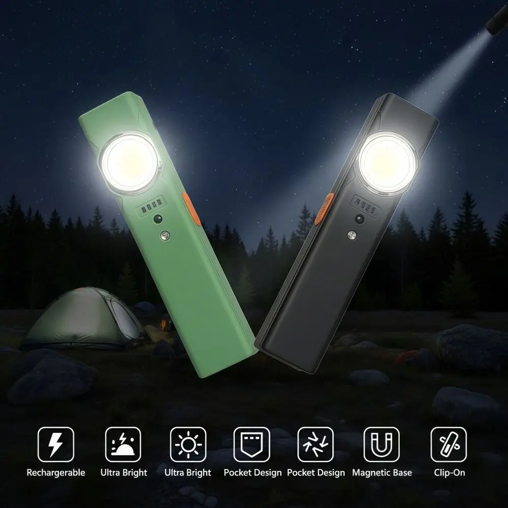 

Светодиодный рабочий фонарь COB, перезаряжаемый супер яркий фонарик с зажимом, портативный двойной фонарь, сильный свет, уличный аварийный фонарик