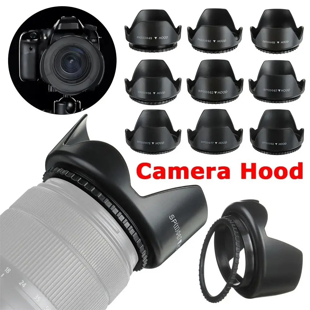 

Screw-in Camera Lens Hood Crown Shape Screw Mount Flower Lens Hood Tulip Petal Canon Lens Hood 62mm 67mm 72mm 77mm 82mm