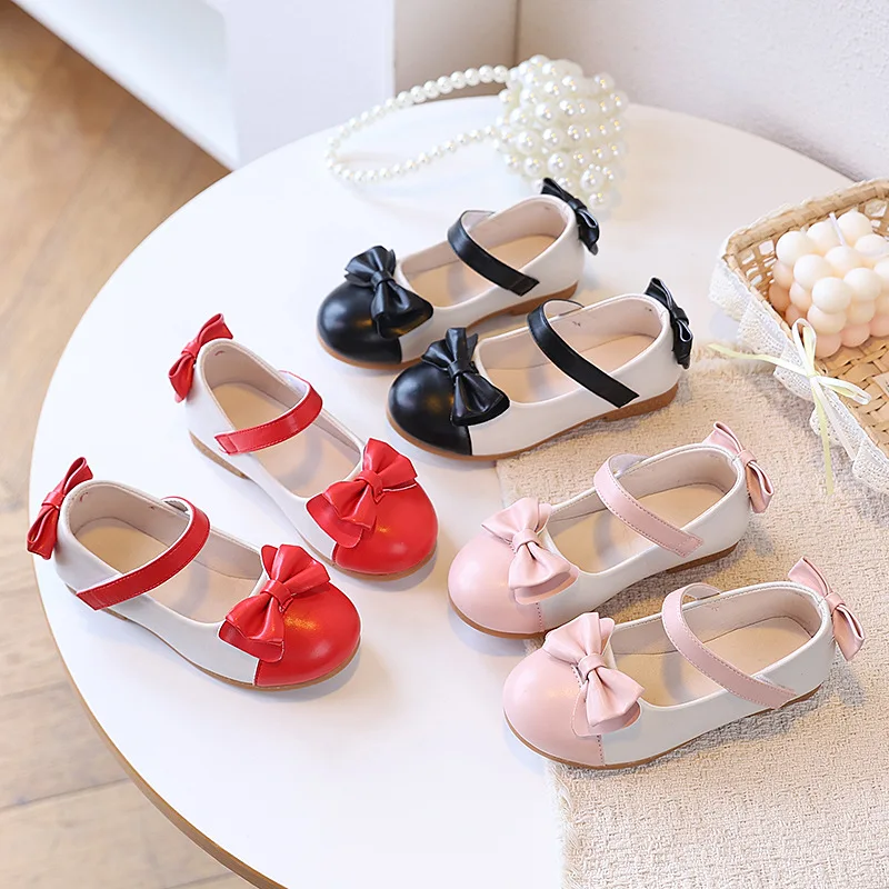 2026 Spring New Kids Leather Shoes Simple Versatile Girl Princess Shoes Comfort Anti Slip Child Flat Casual Shoe Обувь Женская