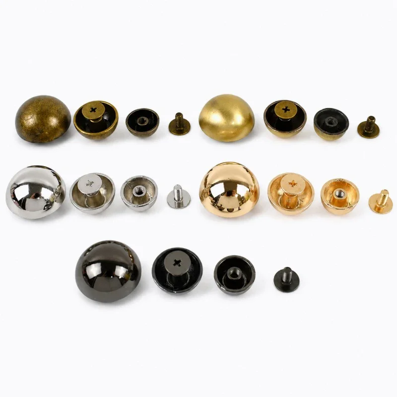 20Pcs Deepeel 8-20mm Metal Round Button Rivets for Handbag Clothing Decoration Screw Back Studs Fastener Leather Craft Parts Set